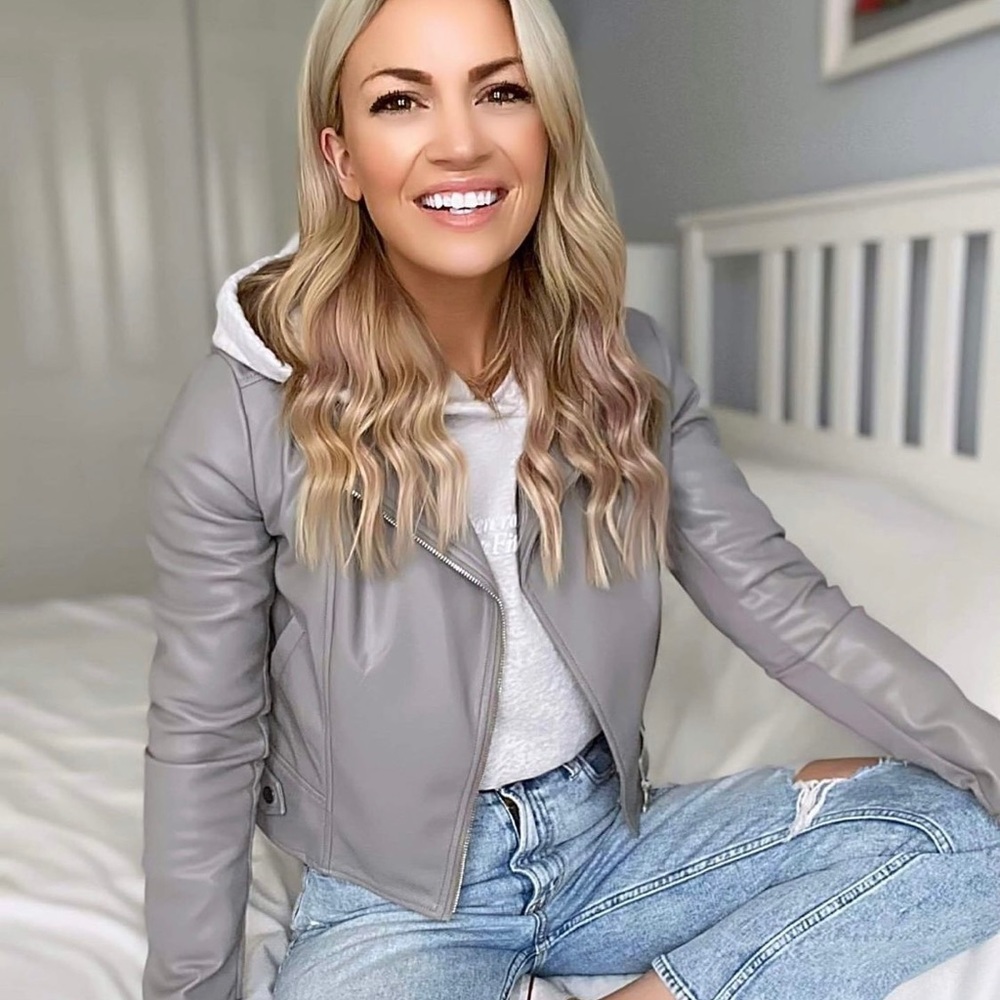 Grey leather jacket from Dynamite